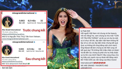 Fan Việt 'ấm ức' thay Thiên Ân, đồng loạt hủy theo dõi tài khoản Miss Grand International