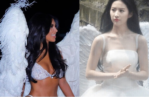 Cùng mang đôi cánh thiên thần: Chị em Kardashian nóng bỏng còn Lưu Diệc Phi như tiên nữ!