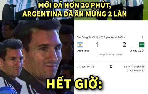 Facebook ngập ảnh chế hài hước sau trận Argentina thua sốc Saudi Arabia