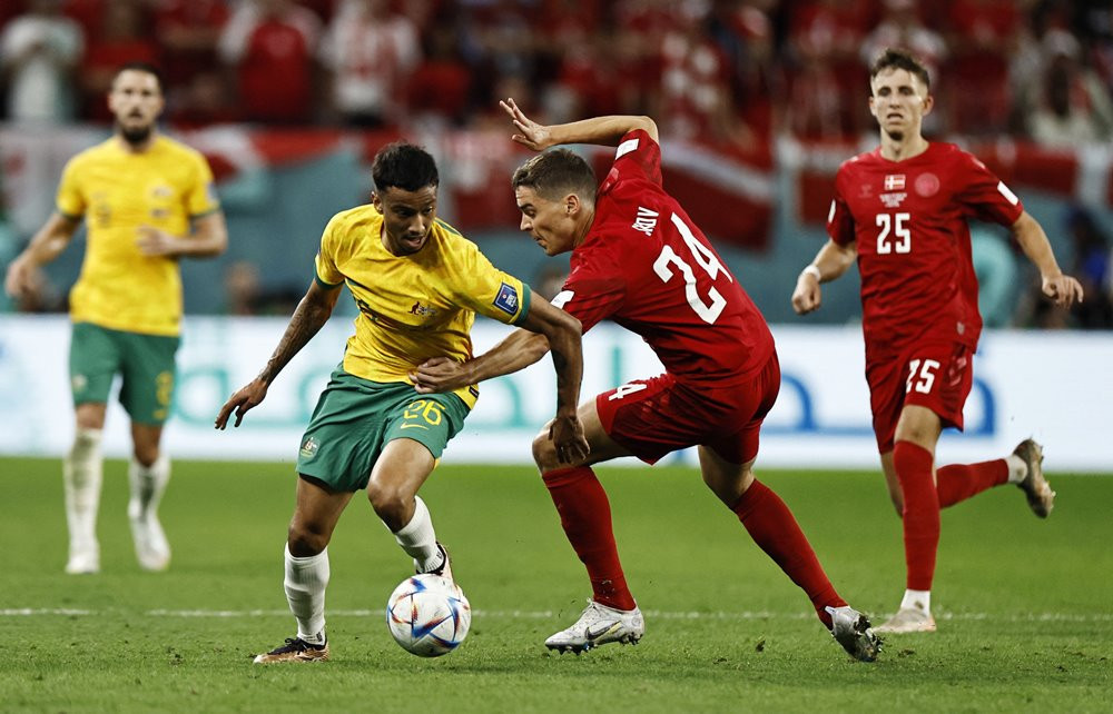 Video bóng đá bàn thắng Australia 1- 0 Đan Mạch World Cup 2022: Australia gây 'địa chấn'