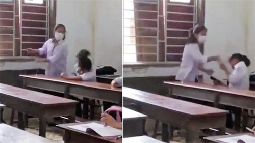 Nữ sinh bị bạn tát liên tiếp vào mặt ngay trong lớp học ở Nghệ An