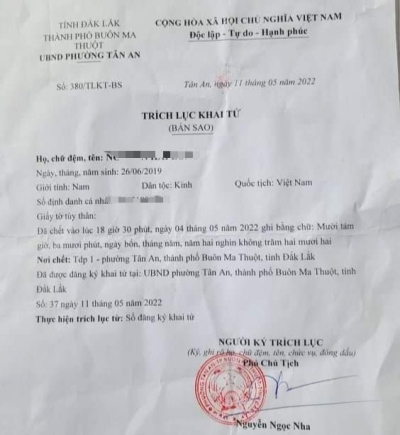 Vụ cấp giấy chứng tử cho bé trai 3 tuổi còn sống ở Đắk Lắk: Kỷ luật Phó chủ tịch phường