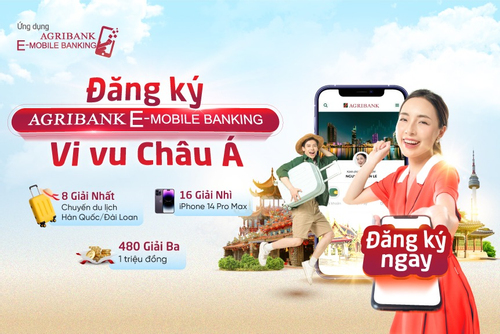 Đăng ký Agribank E-Mobile Banking trúng iPhone 14 Pro Max, vi vu châu Á