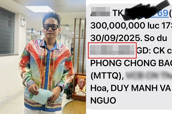 Duy Mạnh ủng hộ 300 triệu đồng cho bà con vùng bão lũ, số dư còn lại mới choáng
