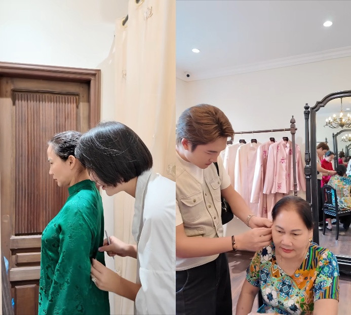 Đình Tú  Ngọc Huyền đưa 2 mẹ đi chọn áo dài tất bật chuẩn bị cho đám cưới