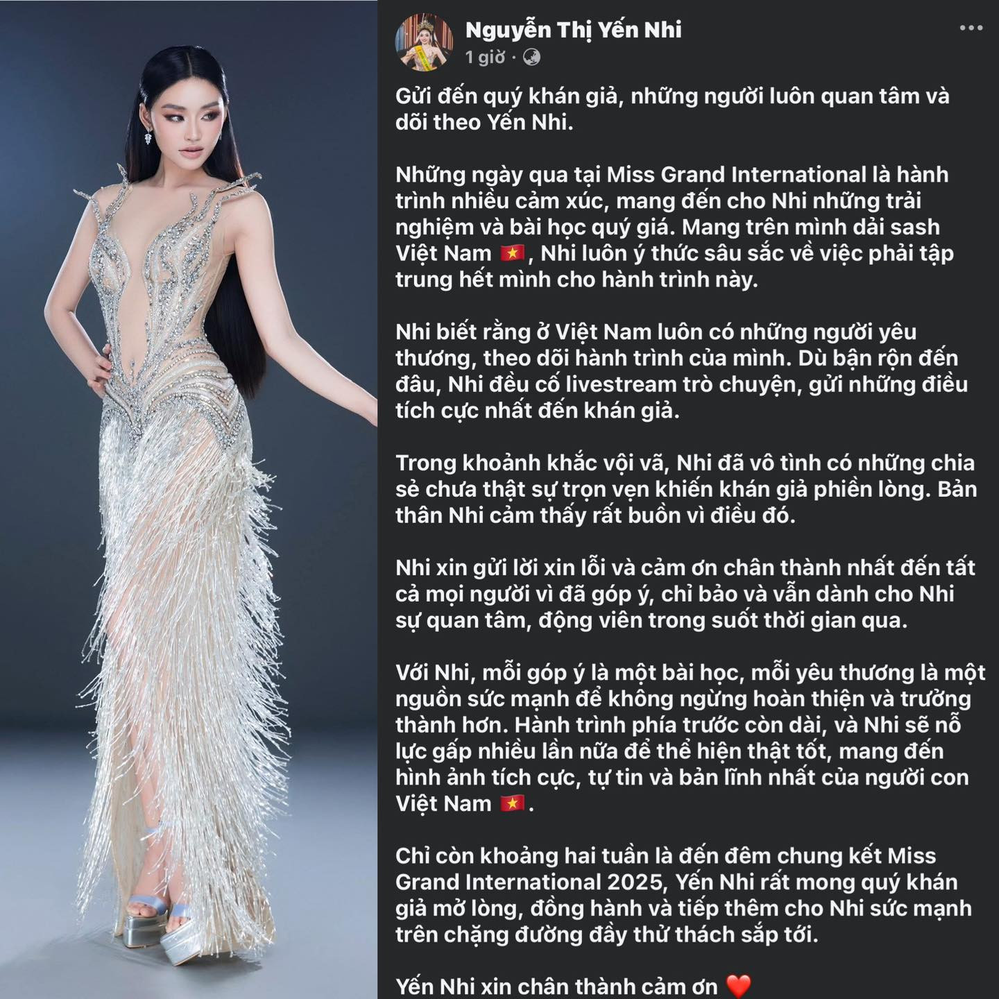 Động thái gây chú ý của Hoa hậu Yến Nhi giữa ồn ào lộ clip văng tục