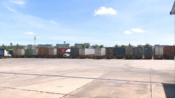Loạt 28 container được các đối tượng dùng để buôn lậu lượng lớn hàng hóa qua Cửa khẩu Bắc Luân 2, tỉnh Quảng Ninh.