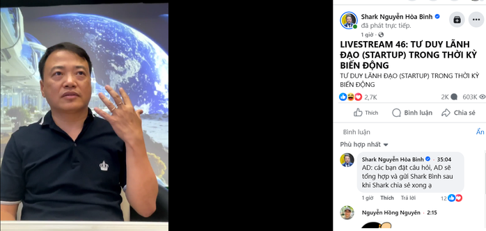Shark Bình livestream trưa 6-10, kể chuyện sắp phá sản nhiều lần- Ảnh 1.