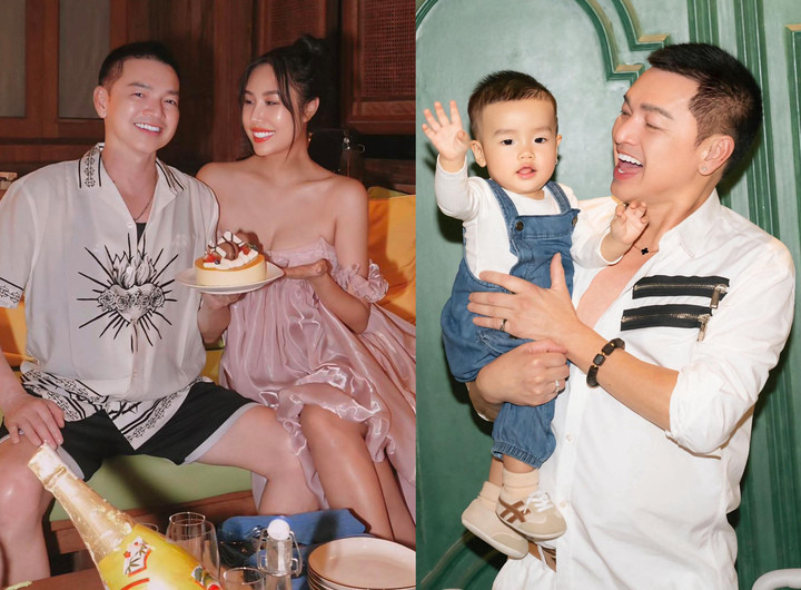 Quang Minh có cuộc sống hạnh phúc bên bạn gái trẻ tuổi và con trai.