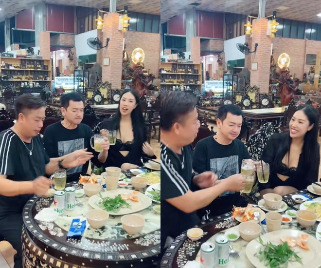 Vợ kém Quang Minh 37 tuổi gây tranh cãi với trang phục phản cảm trước mặt trẻ nhỏ