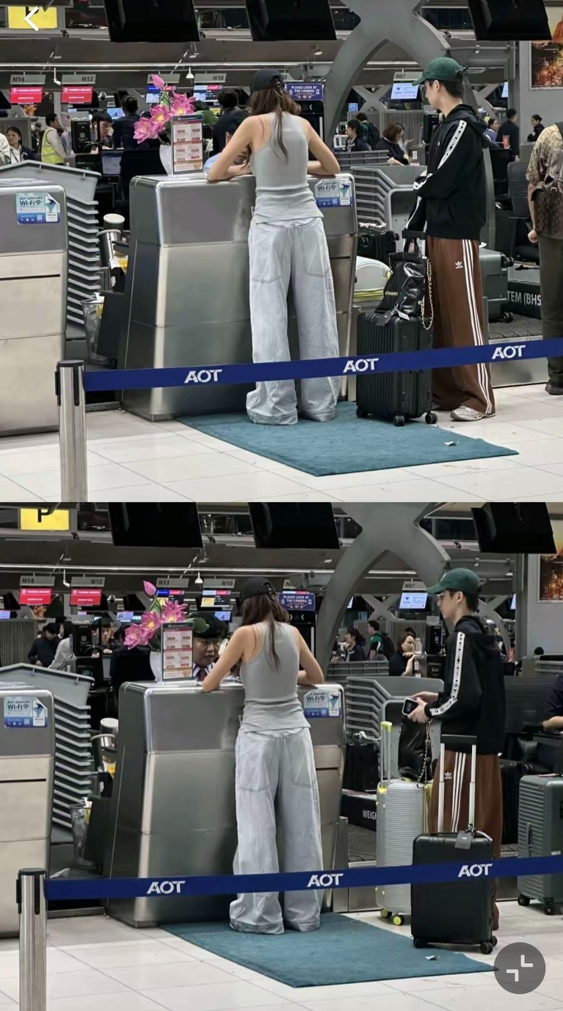 Hoa hậu Lê Hoàng Phương và tình cũ Thiều Bảo Trâm lộ ảnh tại sân bay checkin cùng một nơi