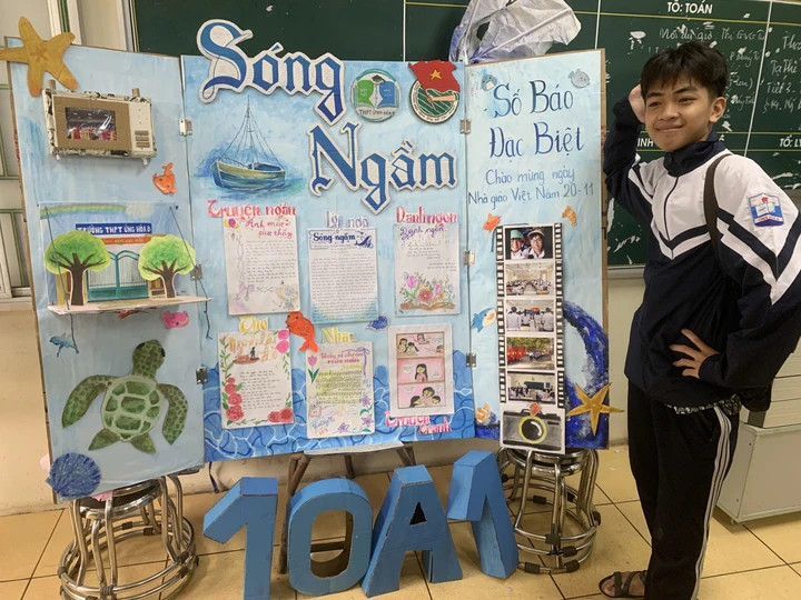 Loạt báo tường gây sốt dịp 20/11, học sinh khoe tài cực chất - 7