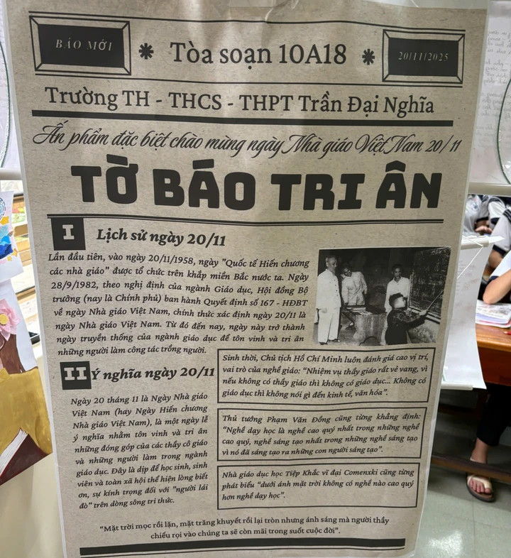 Loạt báo tường gây sốt dịp 20/11, học sinh khoe tài cực chất - 13