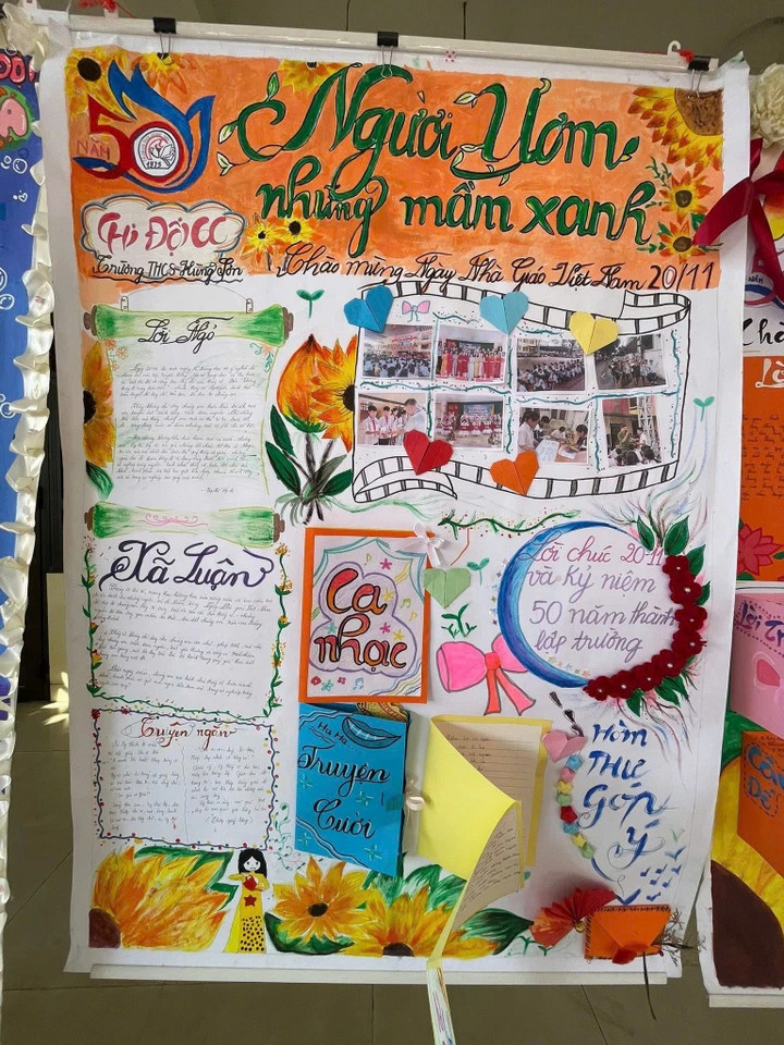 Loạt báo tường gây sốt dịp 20/11, học sinh khoe tài cực chất - 4