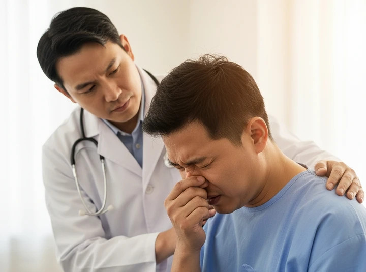 Người đàn ông nguy kịch sau vài ngày ngạt, sổ mũi. (Ảnh minh hoạ)