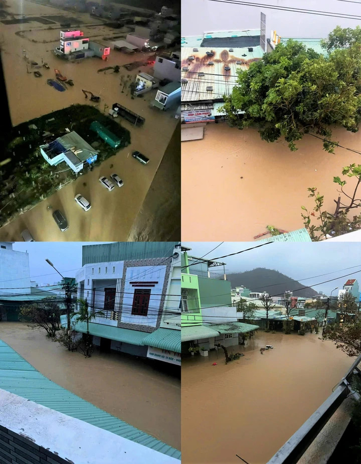 Toàn bộ vùng trũng thấp trên địa bàn phường Quy Nhơn Đông chìm trong biển nước.