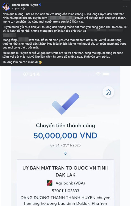 Thân thế đình đám của nữ MC vừa chi số tiền lớn ủng hộ bà con vùng lũ