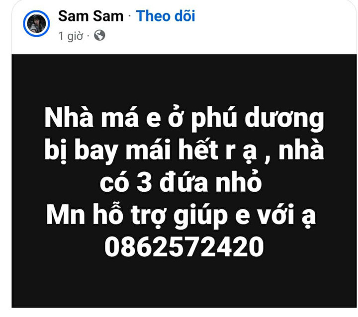 Người dân đăng tin lên mạng cầu cứu do nhà bị bay hết mái