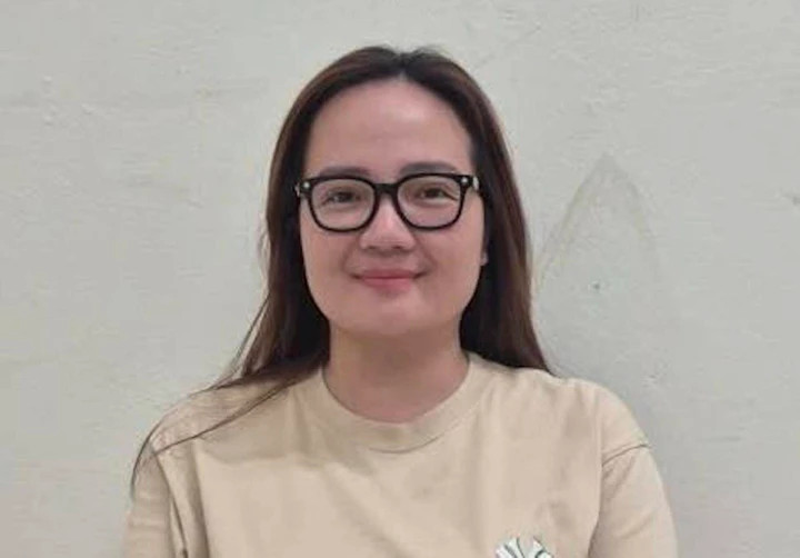 Hoàng Thị Hường tại cơ quan công an.