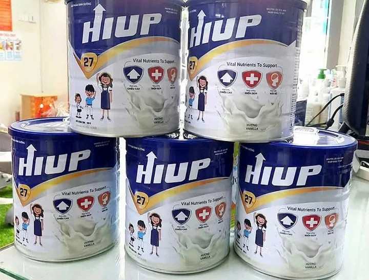 Sản phẩm sữa Hiup giả được người nổi tiếng quảng cáo.