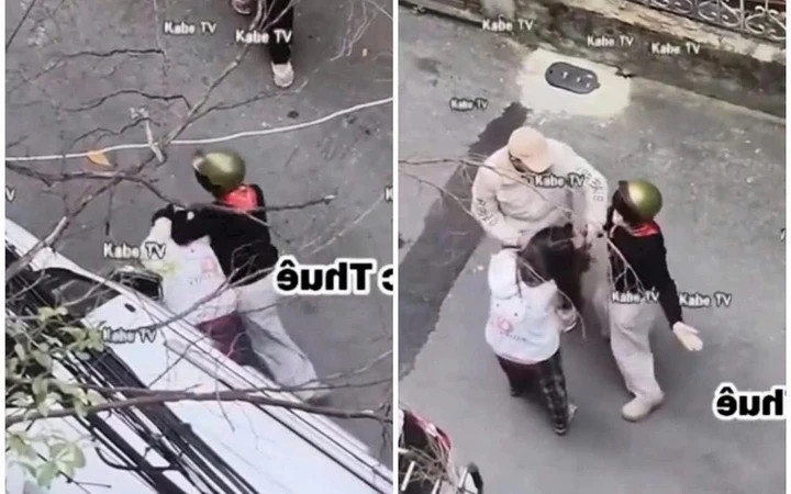 Nga không trả lại gói hàng cho chủ nhân còn đánh đập, bắt nạn nhân quỳ xin lỗi. (Ảnh cắt từ clip)