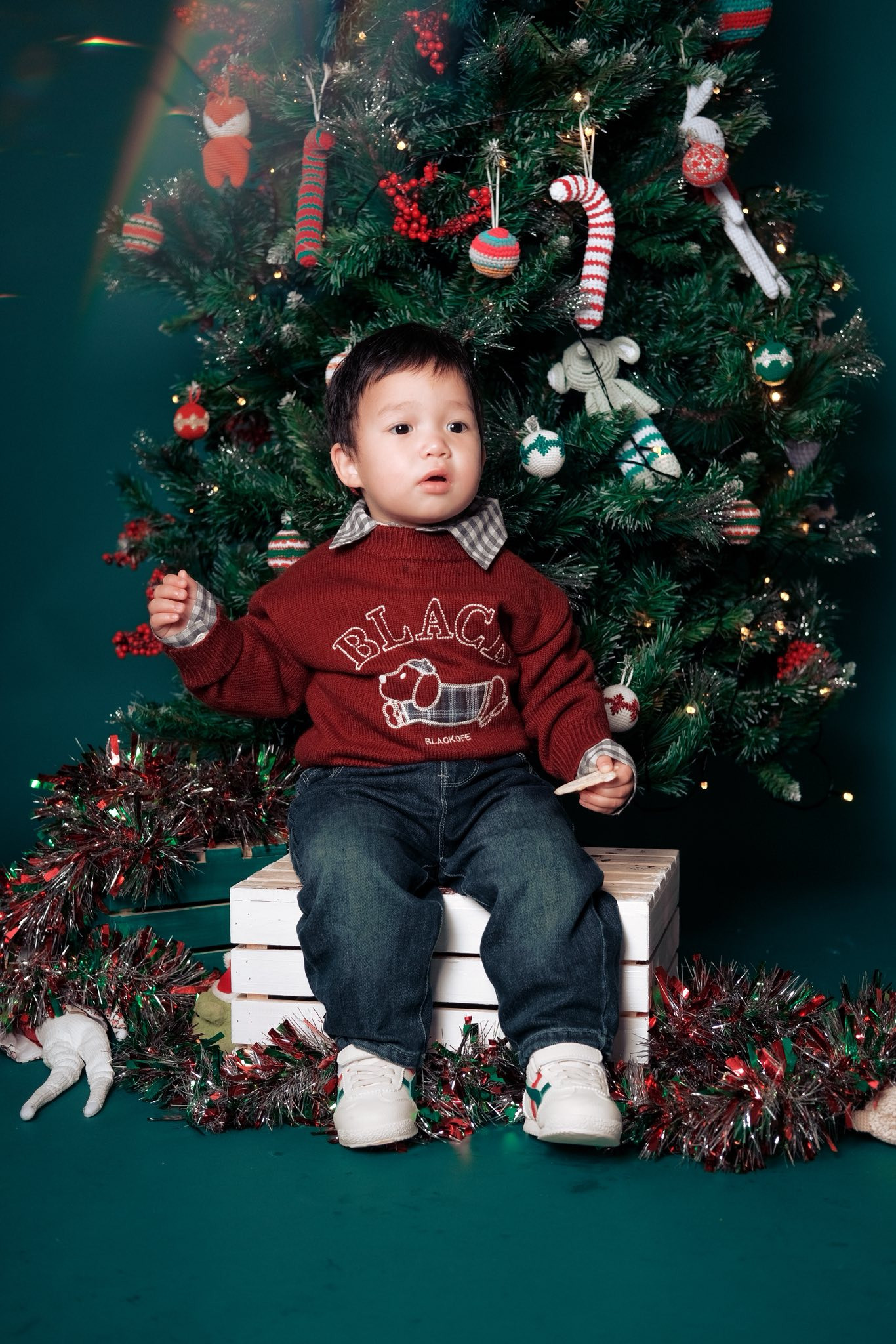 Con trai lai Tây nhà siêu mẫu Hà Anh đáng yêu trong bộ ảnh Giáng sinh - Ảnh 2.