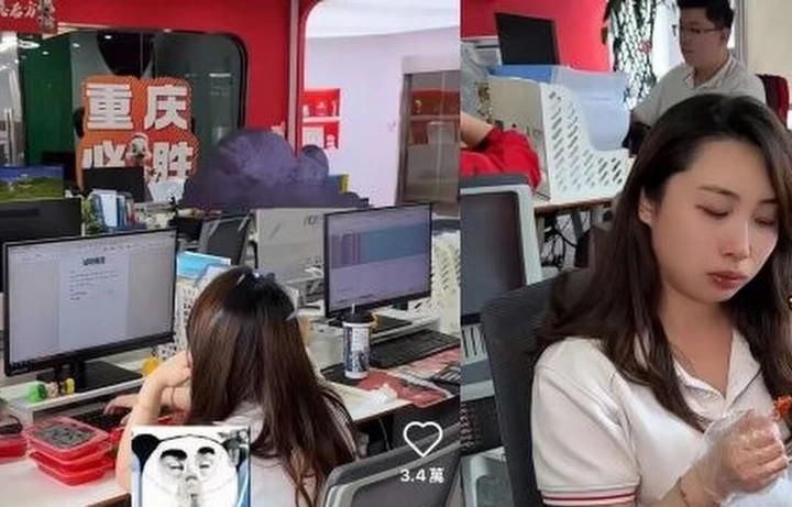 Một người nếm thử thực phẩm vừa ăn uống vừa soạn báo cáo chi tiết về những phát hiện của mình. (Ảnh: RedNote)