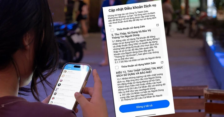 Người dùng Zalo phải chấp nhận điều khoản để không bị gián đoạn kết nối trong công việc, giao tiếp.