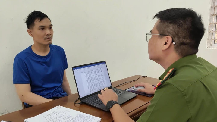 Vũ Hiền tại cơ quan công an. (Ảnh: C.A)