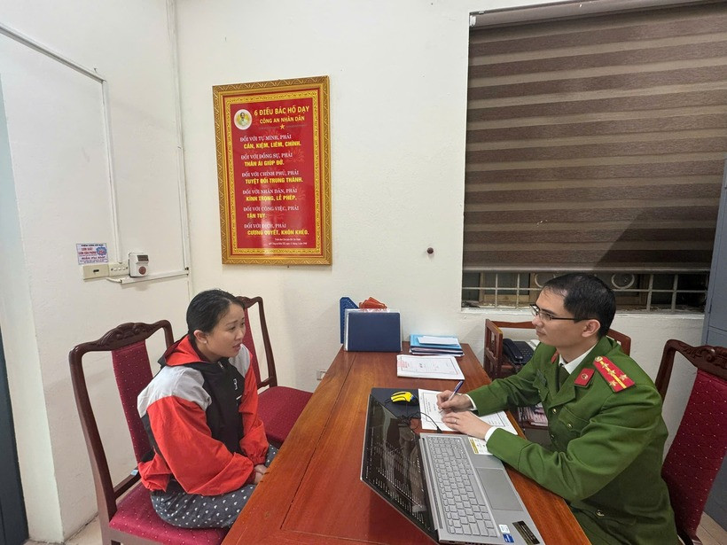 Nguyễn Thị Gái tại cơ quan công an. Ảnh: Công an Thanh Hóa.