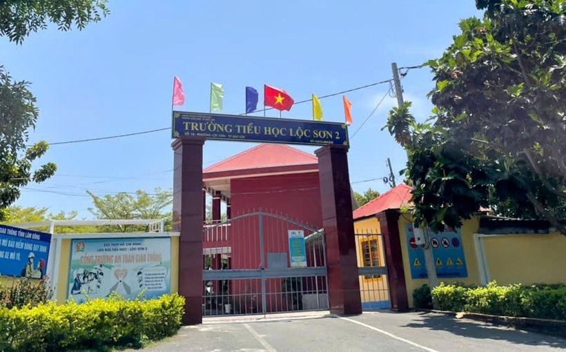 Chị Hồng bị hành hung khi đến đón con tại Trường Tiểu học Lộc Sơn 2. Ảnh: Dân trí