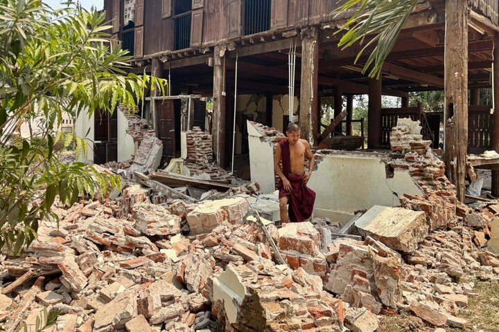 Ảnh hưởng động đất ở Myanmar. (Ảnh: AP)