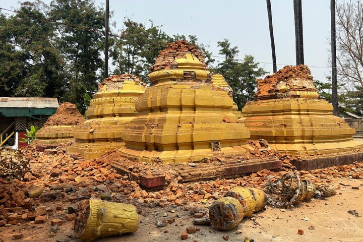 Ảnh hưởng động đất ở Myanmar. (Ảnh: AP)