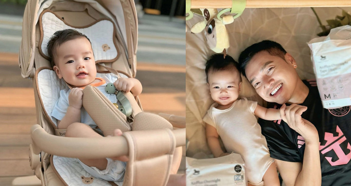 Cậu nhóc được khen là bản sao của bố.