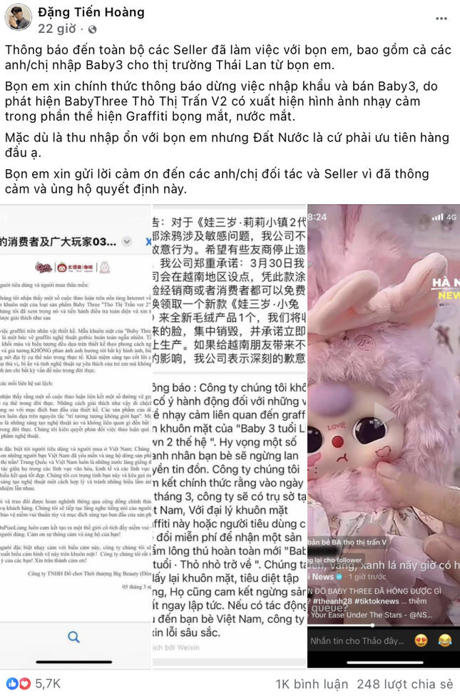 Nhiều đại lý ngừng hợp tác, cho rằng Baby Three bản mới in