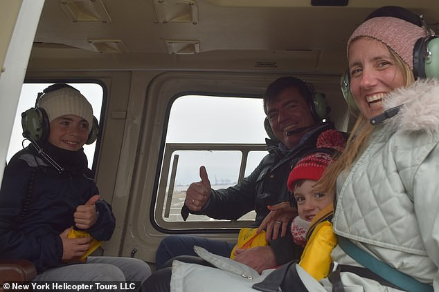Heartbreaking photos showed the family posing inside the helicopter and on the helipad before the crash