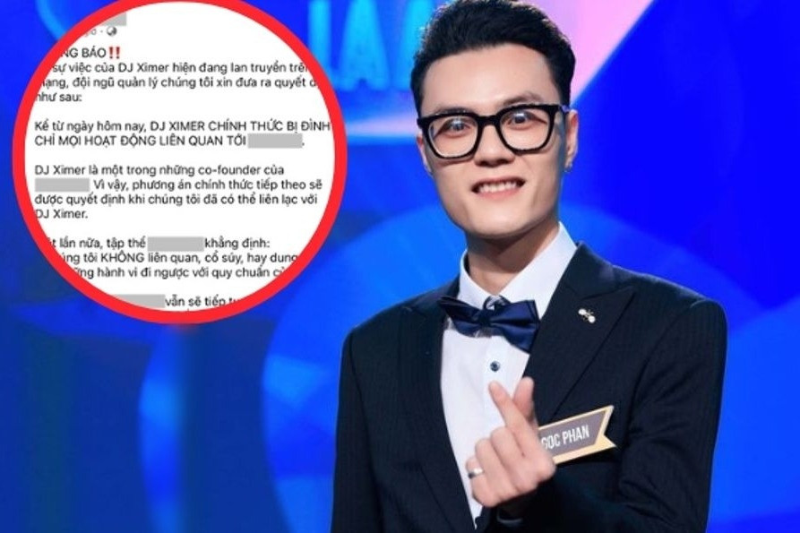 DJ Ximer chính thức bị đình chỉ mọi hoạt động liên quan đến nơi làm việc