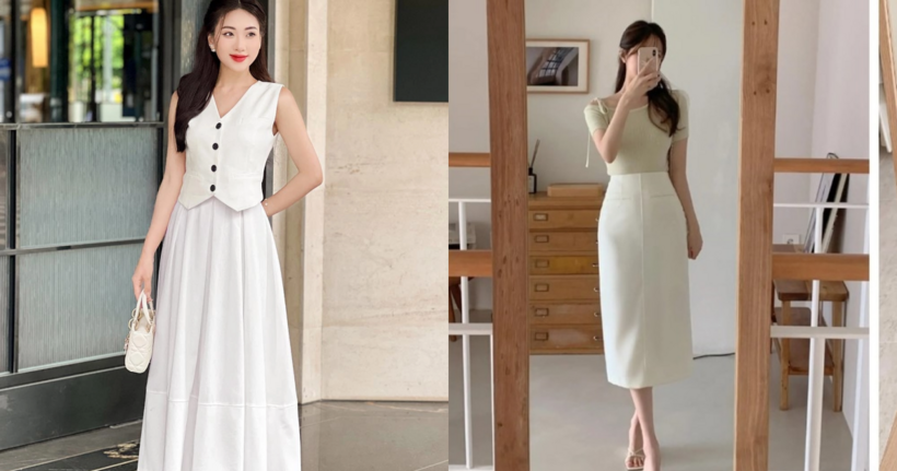 Chân váy trắng cực phù hợp cho mùa hè