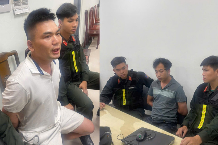 Hà Quang Sơn (trái) và Hoàng Văn Đông (phải) bị lực lượng chức năng bắt giữ.