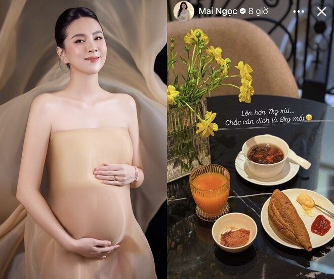 MC Mai Ngọc tiết lộ cân nặng ở tháng cuối thai kỳ, tiết lộ thực đơn toàn món đơn giản, dễ làm, dinh dưỡng 'vào con không béo mẹ'- Ảnh 1.