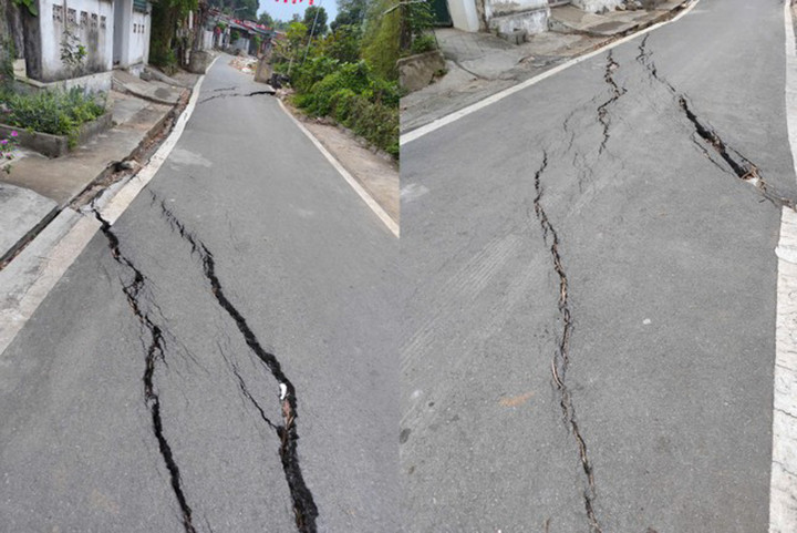 Tuyến đường 23/9 bị nứt lớn.
