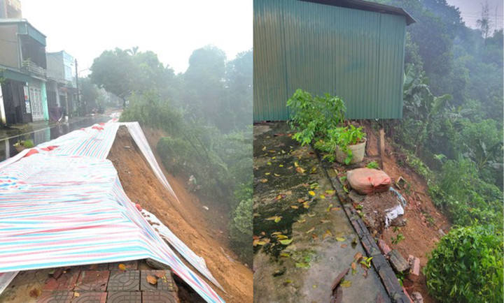 Khu vực sạt trượt tại đường 23/9 phường Pom Hán thành phố Lào Cai.