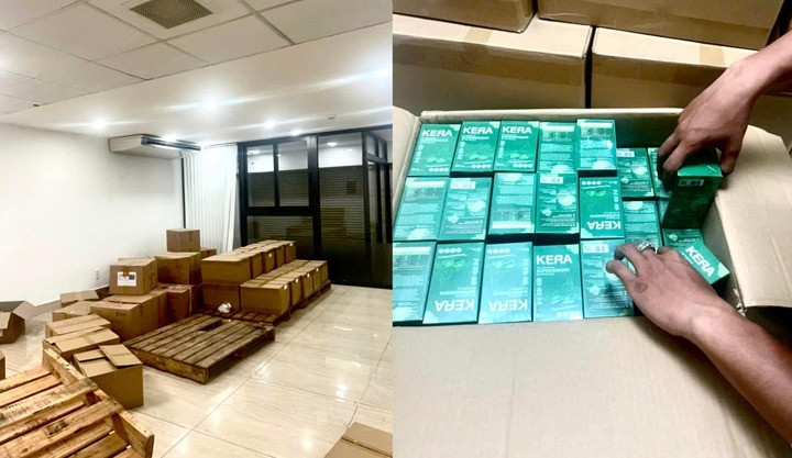 Tang vật thu giữ tại trụ sở công ty Chị Em Rọt của Hằng Du Mục. (Ảnh: CACC)