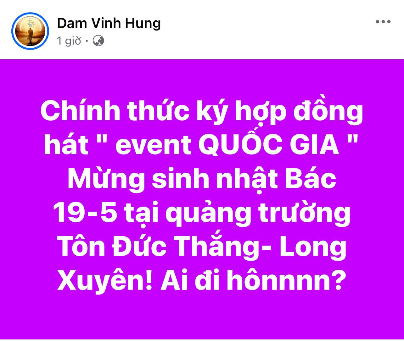 Tỉnh An Giang không mời ca sĩ Đàm Vĩnh Hưng hát trong dịp 19/5- Ảnh 1.