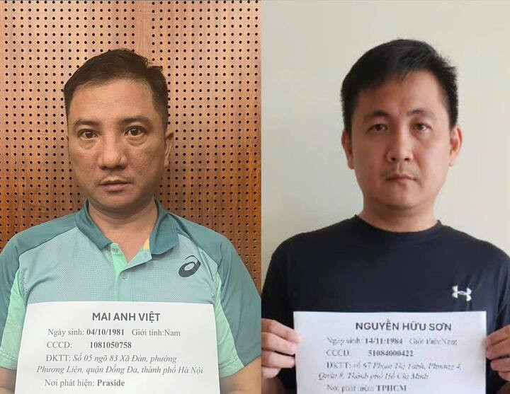 Bị can Mai Anh Việt và Nguyễn Hữu Sơn.