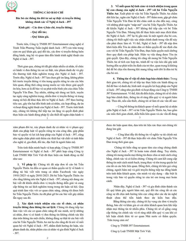 Jack - J97 chính thức khởi kiện bạn gái cũ Thiên An những nội dung gì? ảnh 1