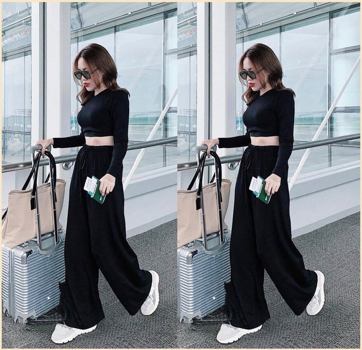 Áo croptop phối cùng quần ống rộng được nhiều chị em lựa chọn. (Ảnh: Sydnestyle)