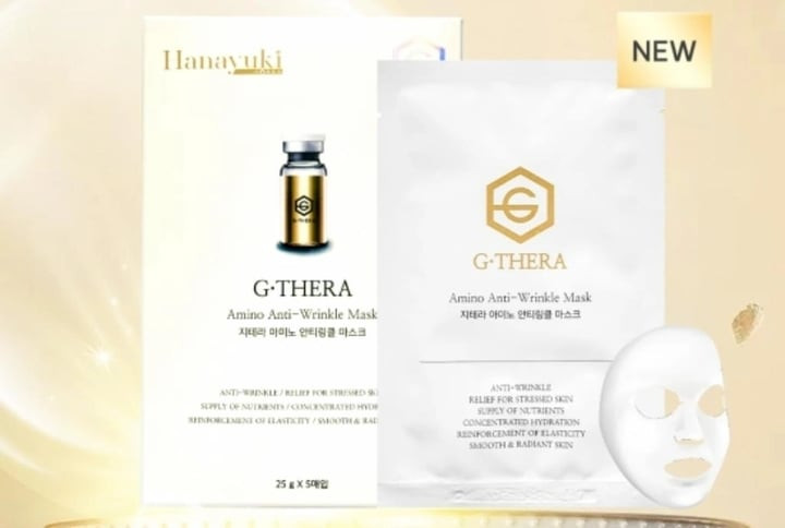 Sản phẩm G-Thera Amino Anti-Wrinkle Mask, loại 5 miếng/hộp 25g.