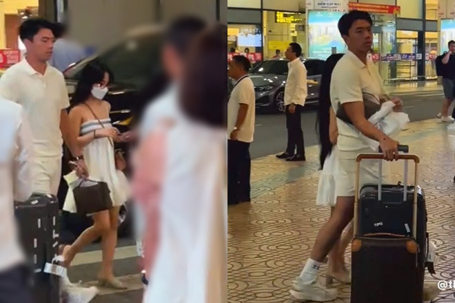 Tóm gọn 1 ca sĩ Vbiz và chồng đại gia tại sân bay ngoại hình đũa lệch gây chú ý