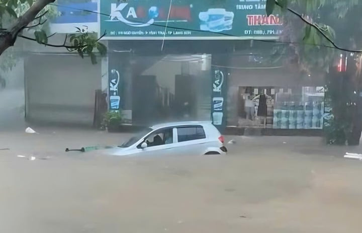 Rất nhiều ô tô nổi trong dòng nước do không kịp di chuyển ra khỏi khu vực ngập lụt..